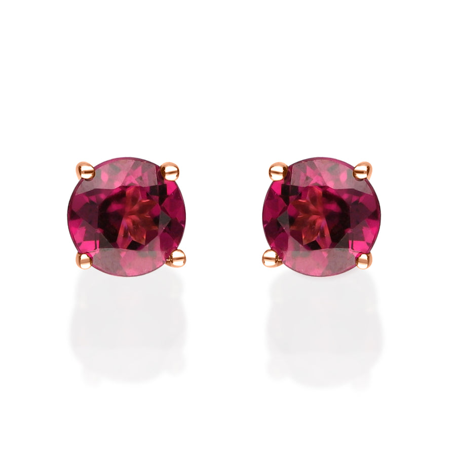 Camila 10K Yellow Gold Round-Cut Garnet Earring