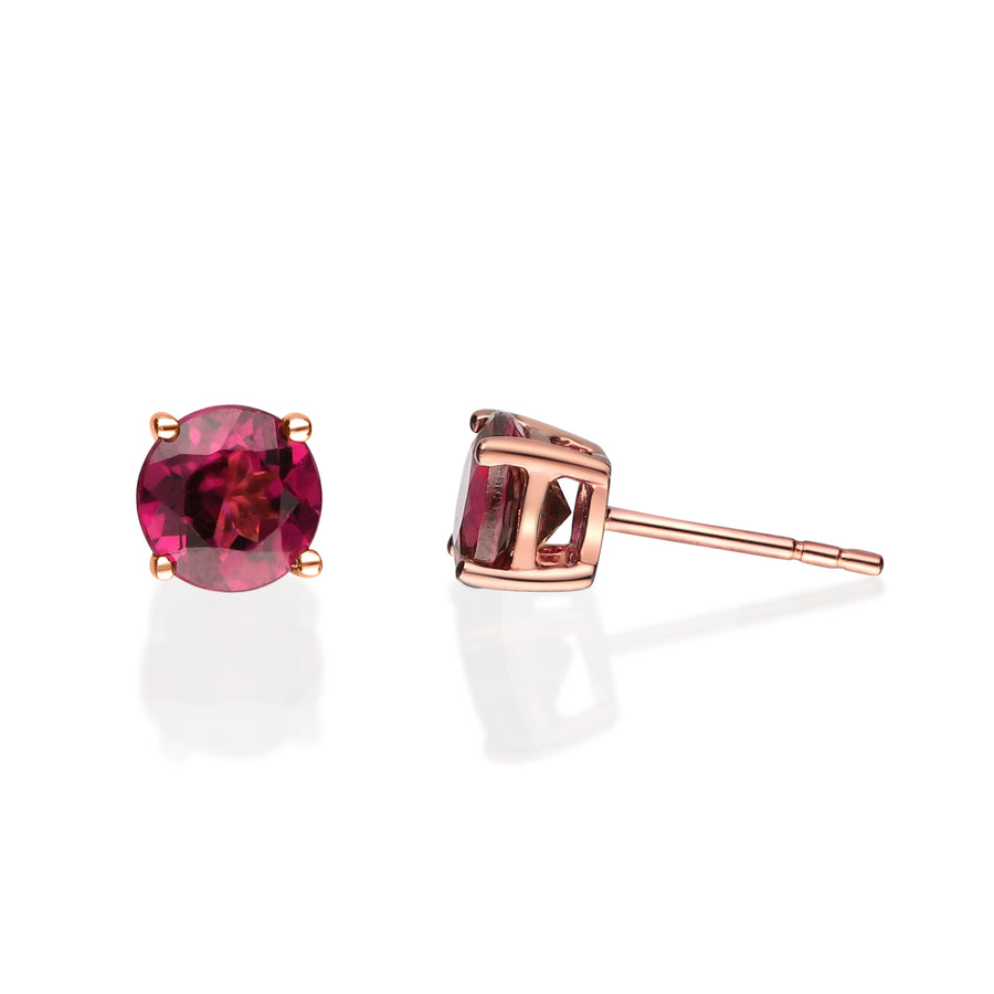 Sophie 10K Rose Gold Round-Shape Pink Garnet Earring