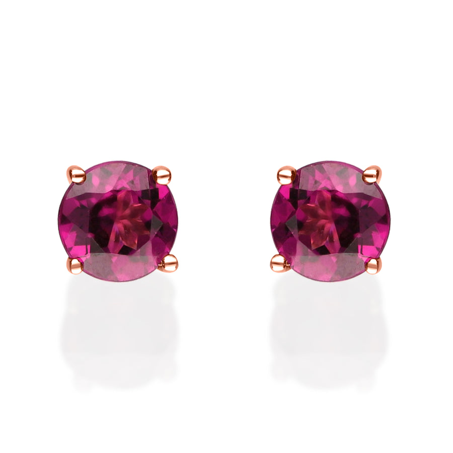 Ava 10K Yellow Gold Round-Shape Garnet Earring