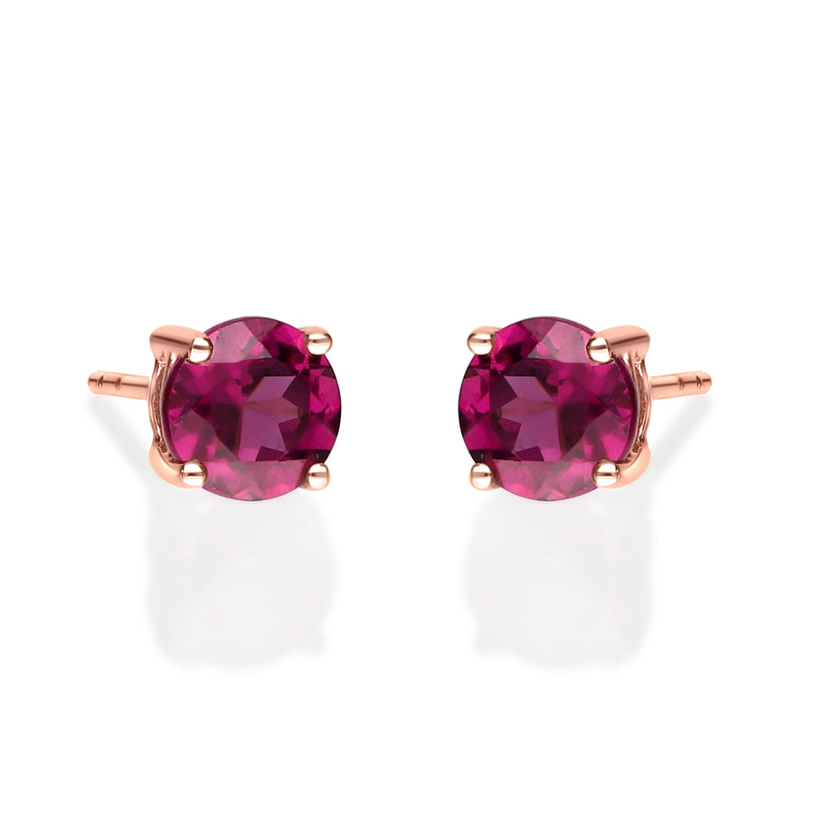 Ava 10K Yellow Gold Round-Shape Garnet Earring