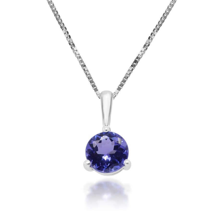 Aria 10K White Gold Round-Cut Tanzanian Tanzanite Pendant