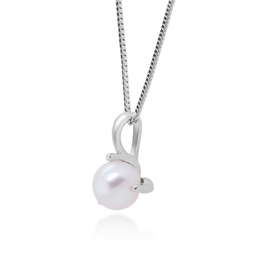 Stella 10K White Gold Round-Cut Water Pearl Pendant