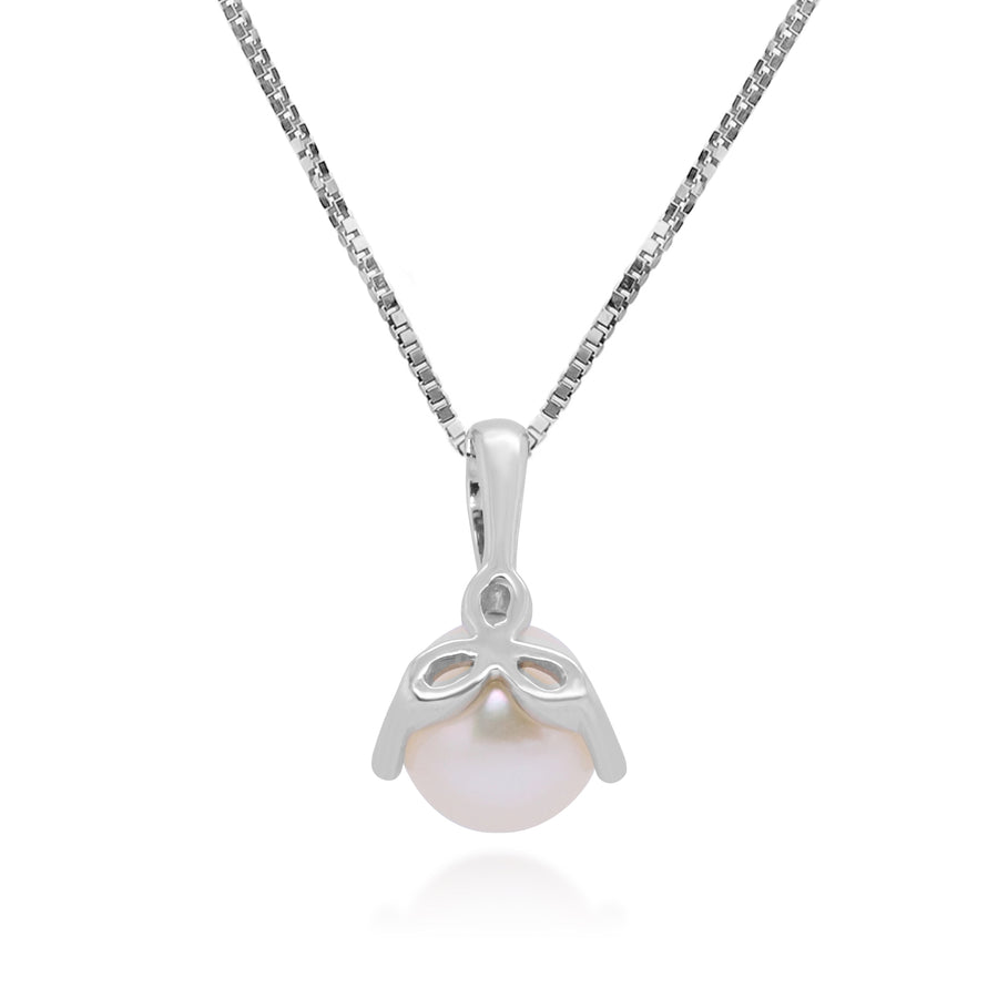 Stella 10K White Gold Round-Cut Water Pearl Pendant