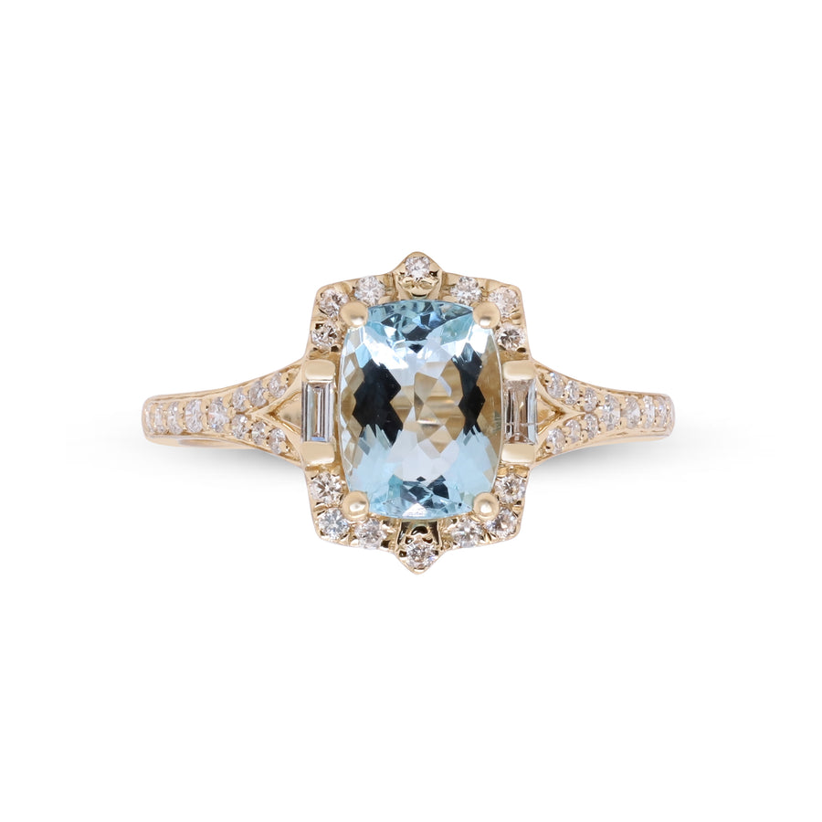 Yael 14K Yellow Gold Cushion-Cut Brazilian Aquamarine Ring