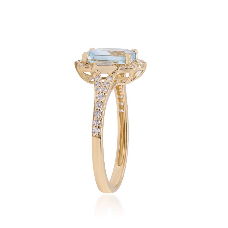 Yael 14K Yellow Gold Cushion-Cut Brazilian Aquamarine Ring