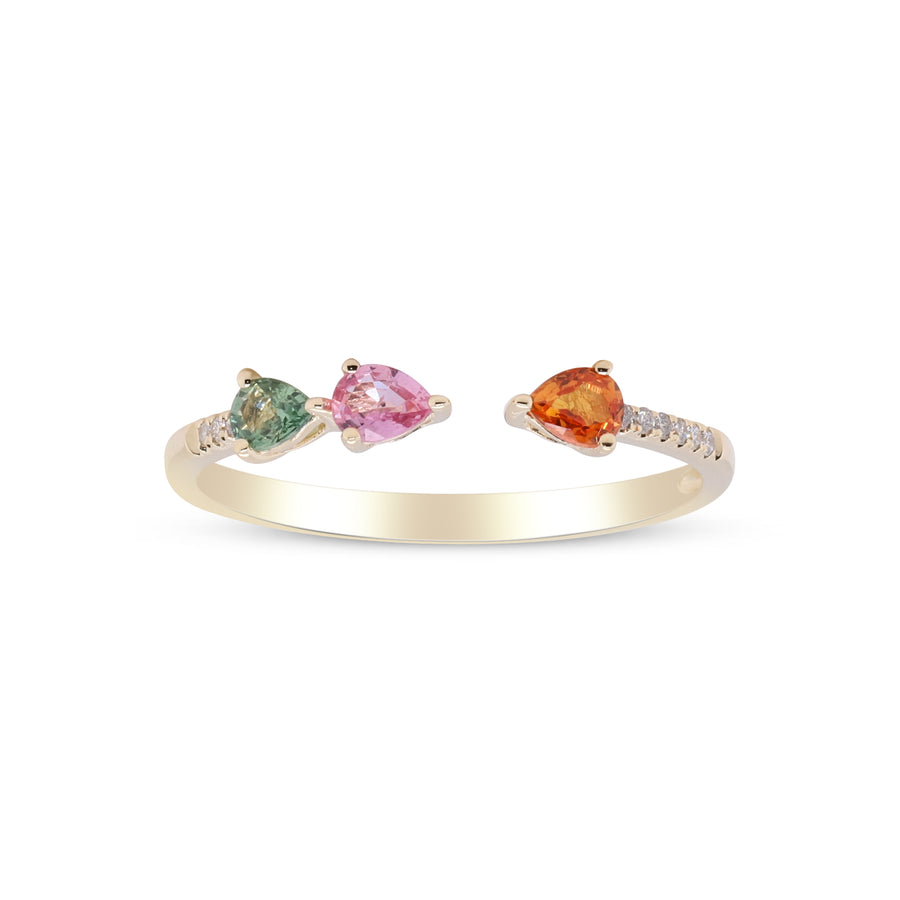 Brielle 10K Yellow Gold Pear-Cut Multi Sapphire Ring