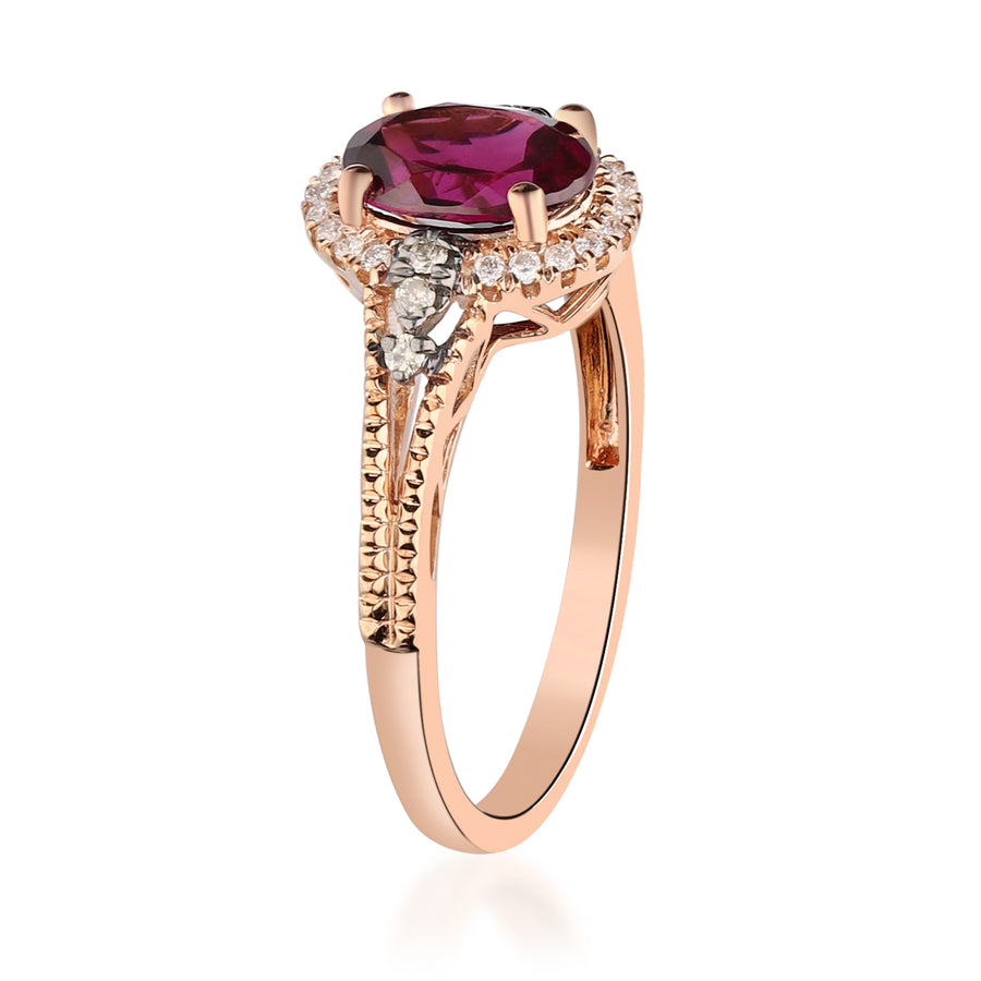 Harper 10K Rose Gold Oval-Cut Rhodolite Ring