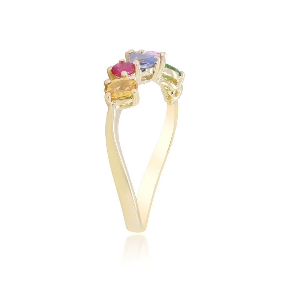 Kyra 18K Yellow Gold Round-Cut Multi Sapphire Ring