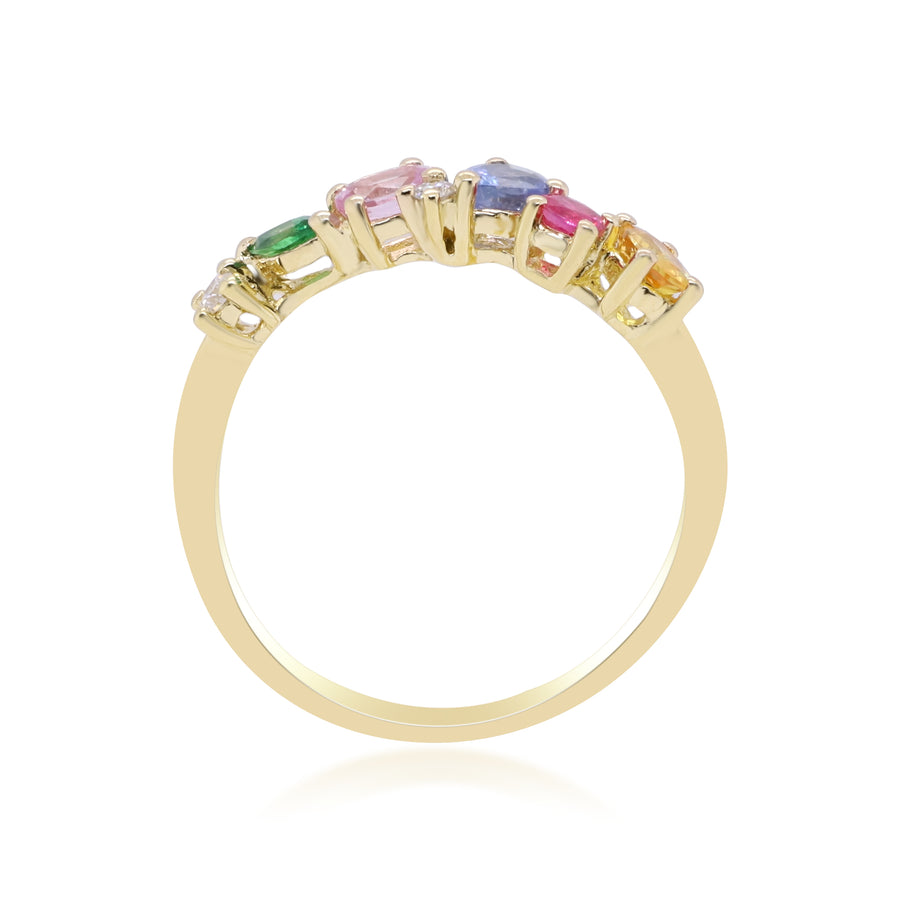 Kyra 18K Yellow Gold Round-Cut Multi Sapphire Ring