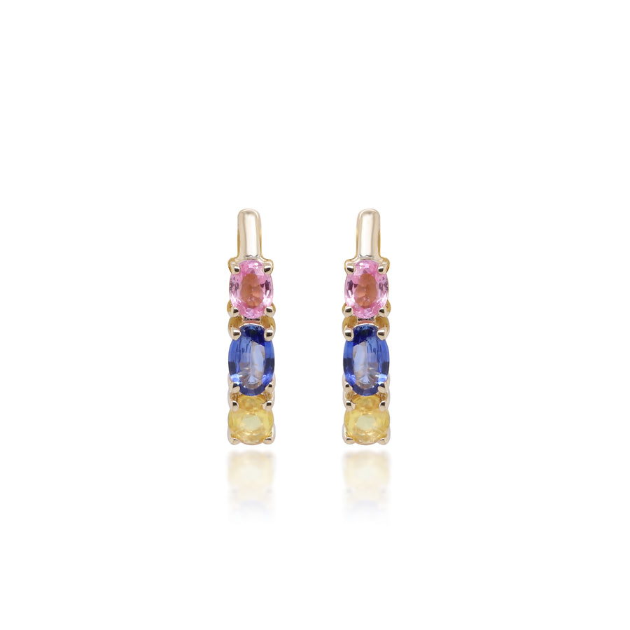 Wren 10K Yellow Gold Oval-Cut Multi Sapphire Earring