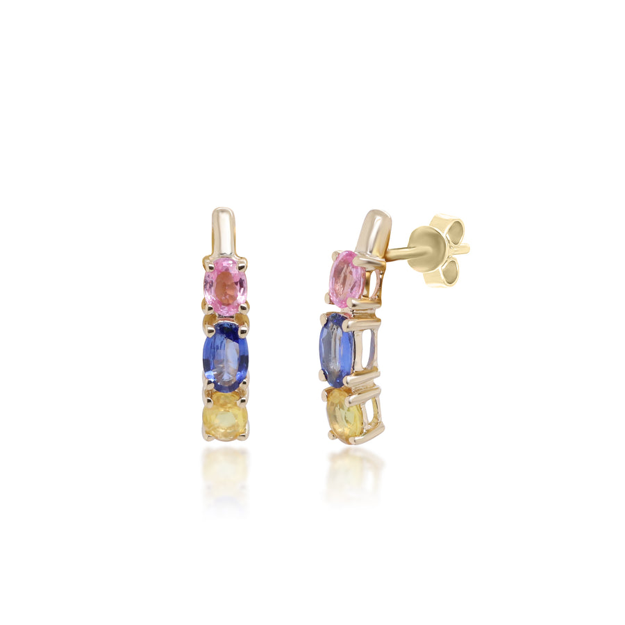 Wren 10K Yellow Gold Oval-Cut Multi Sapphire Earring