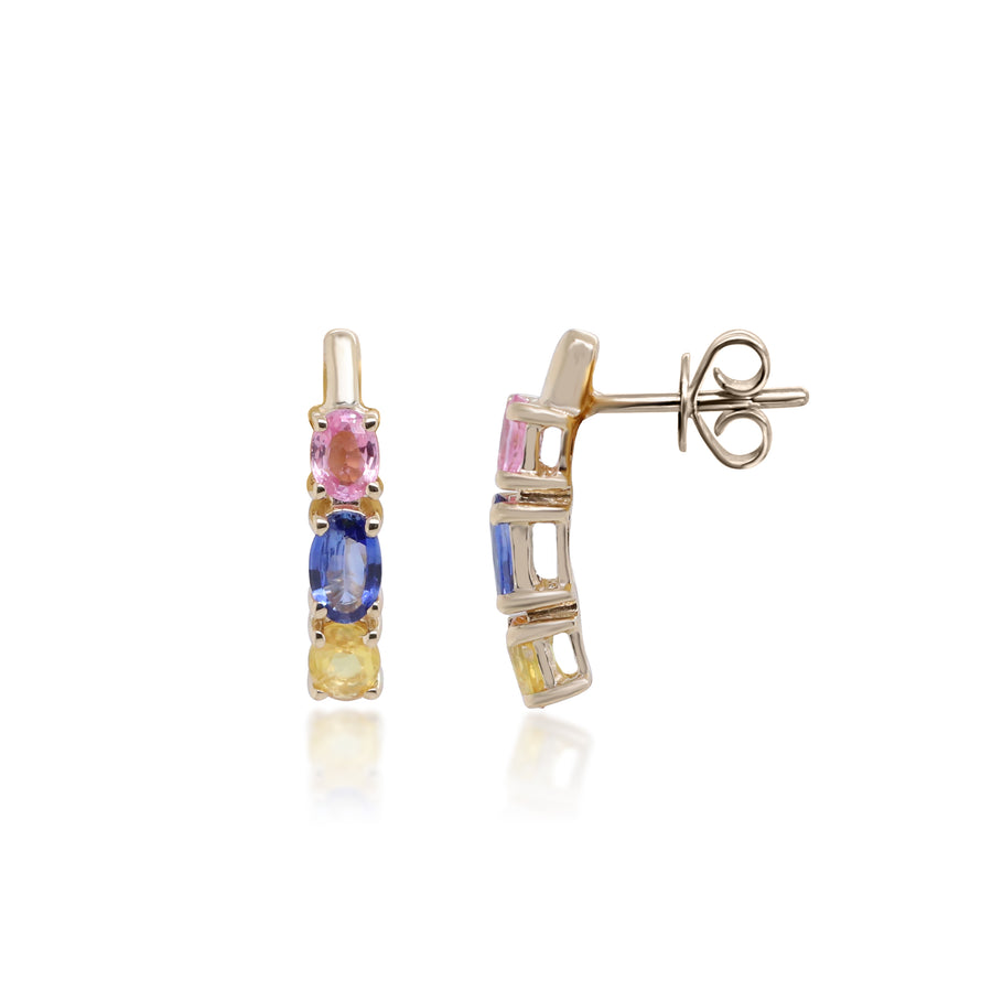 Wren 10K Yellow Gold Oval-Cut Multi Sapphire Earring