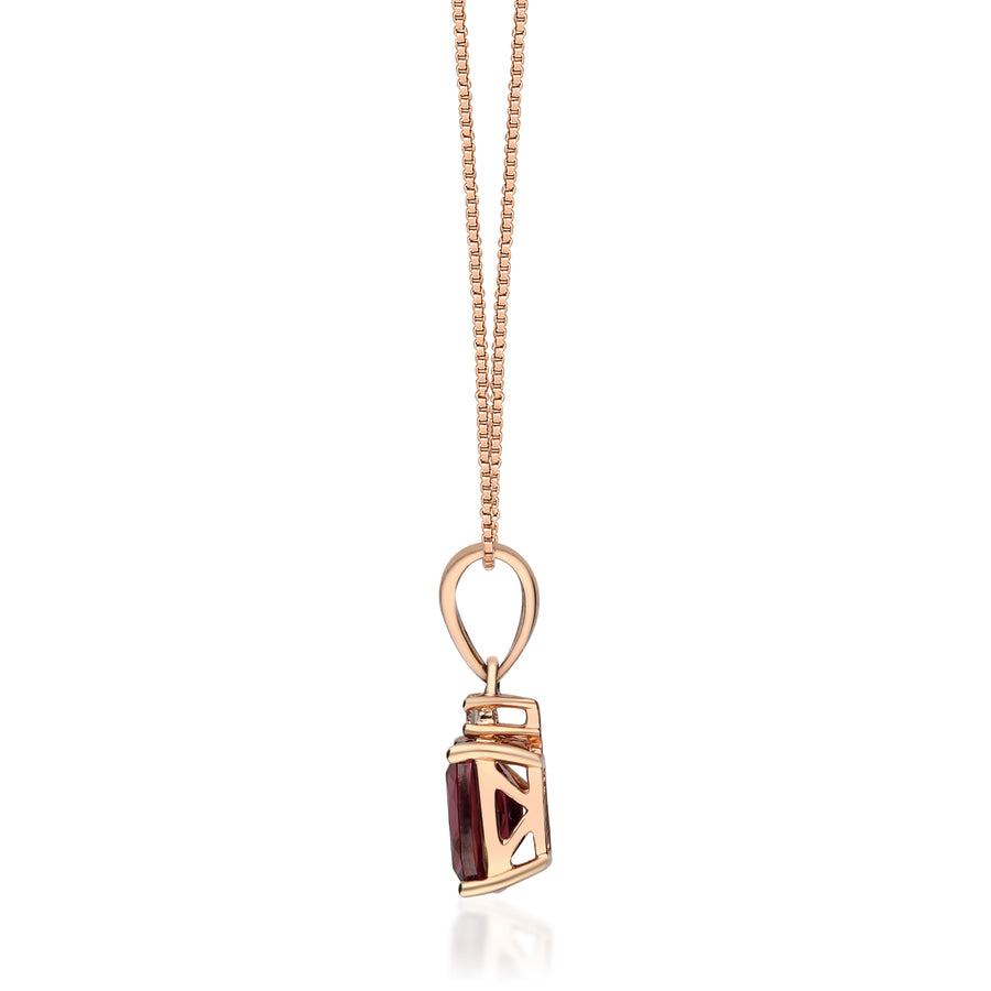 Adelina 10K Rose Gold Cushion-Cut Madagascar Rhodolite Pendant