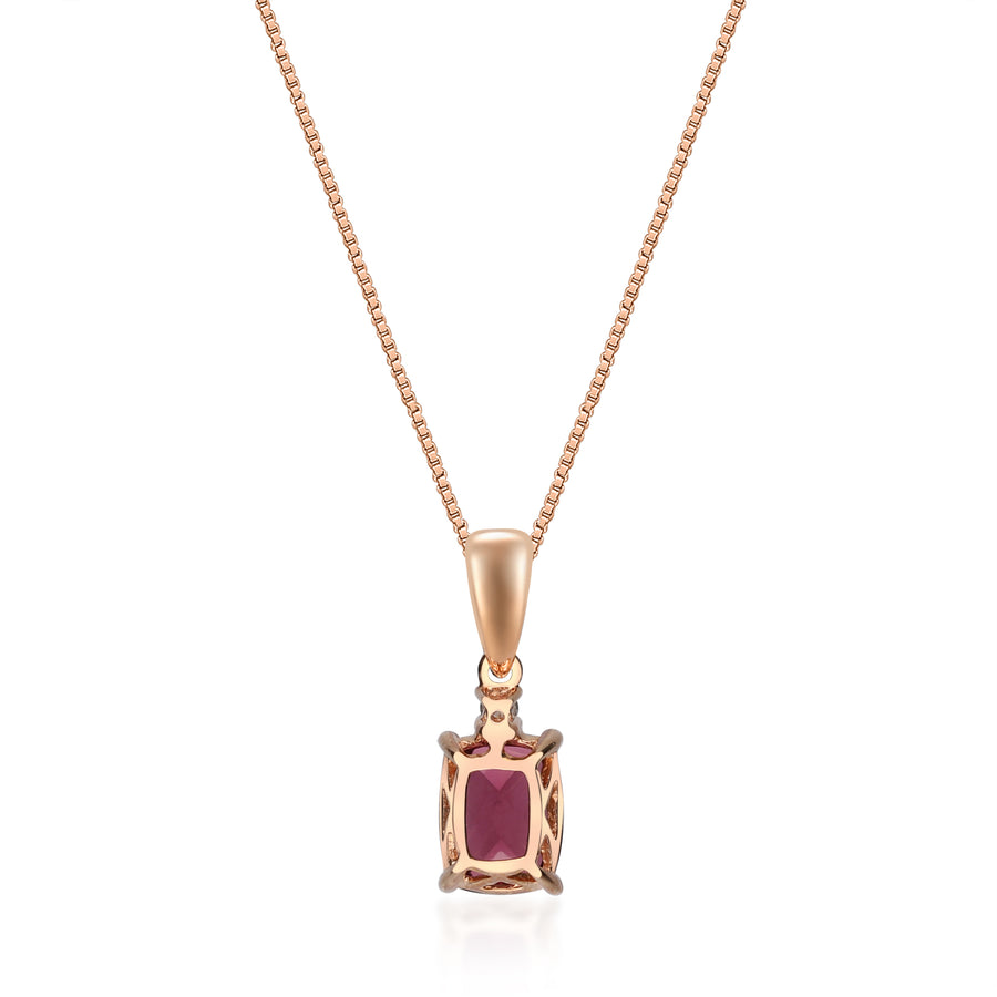 Adelina 10K Rose Gold Cushion-Cut Madagascar Rhodolite Pendant