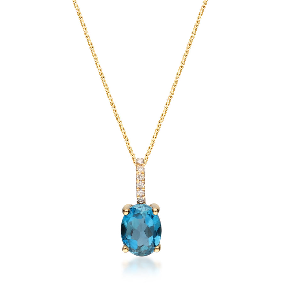 Alevia 14K Yellow Gold Oval-Cut Brazilian London Blue Topaz Pendant