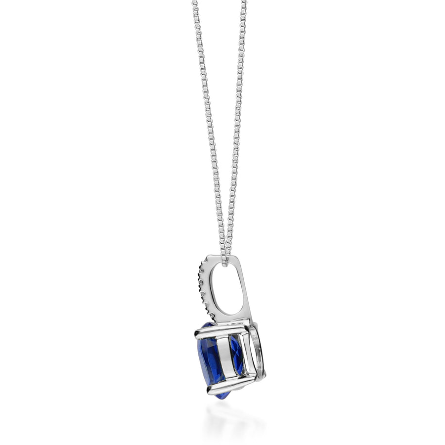 Josie 10K White Gold Oval-Cut Ceylon Blue Sapphire Pendant