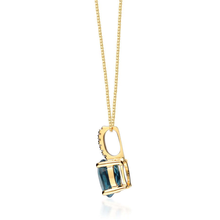 Alevia 14K Yellow Gold Oval-Cut Brazilian London Blue Topaz Pendant