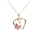 Butterfly Heart 14K Yellow Gold Mozambique Ruby Pendant