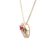 Milky way 14K Yellow Gold Round-Cut Mozambique Ruby Pendant