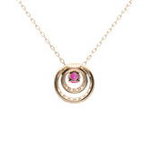 Milky way 14K Yellow Gold Round-Cut Mozambique Ruby Pendant