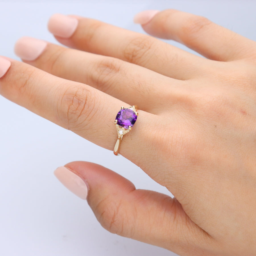 Ashlyn 10K Yellow Gold Cushion-Cut Brazilian Amethyst Ring