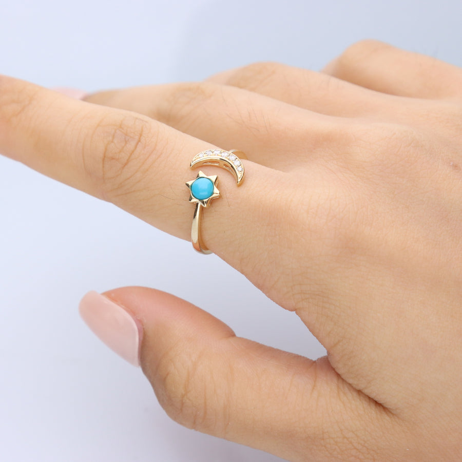 Aubrey 10K Yellow Gold Round-Cut Turquoise Ring