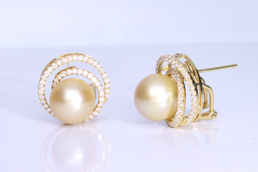 Kamilah 18K Yellow Gold Round-Cut Pearl Earring