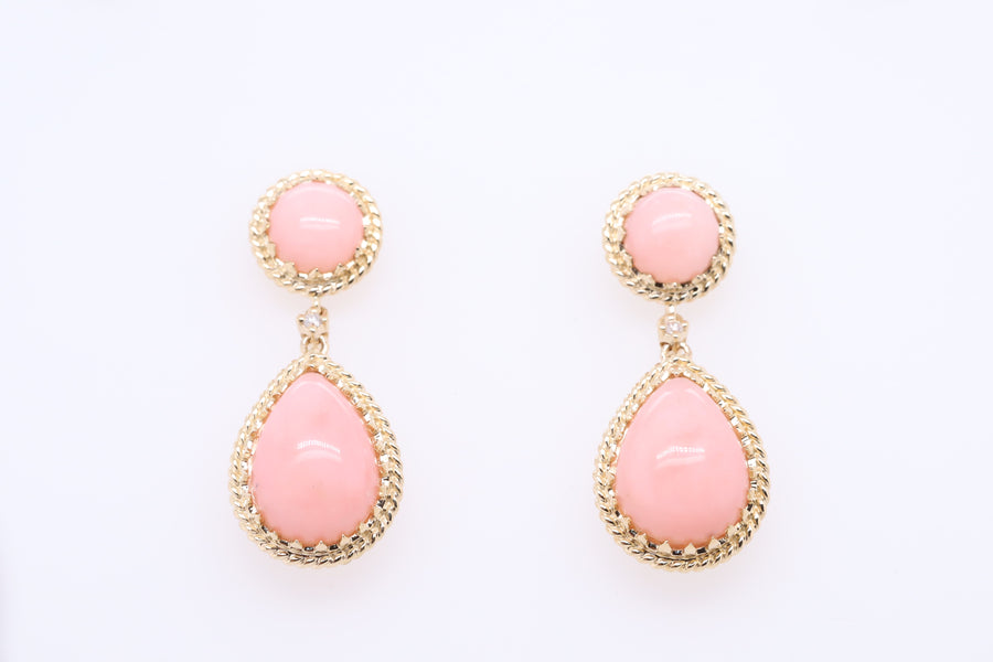 Billie 14K Yellow Gold Pear-Cut Peruvian Pink Opal Earrings