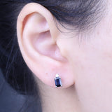 Sophia 10K White Gold Emerald-Cut Ceylon Blue Sapphire Earring