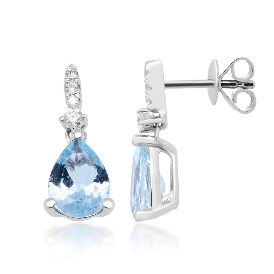 Madelyn 10K White Gold Pear-Cut Brazilian Aquamarine Earrings