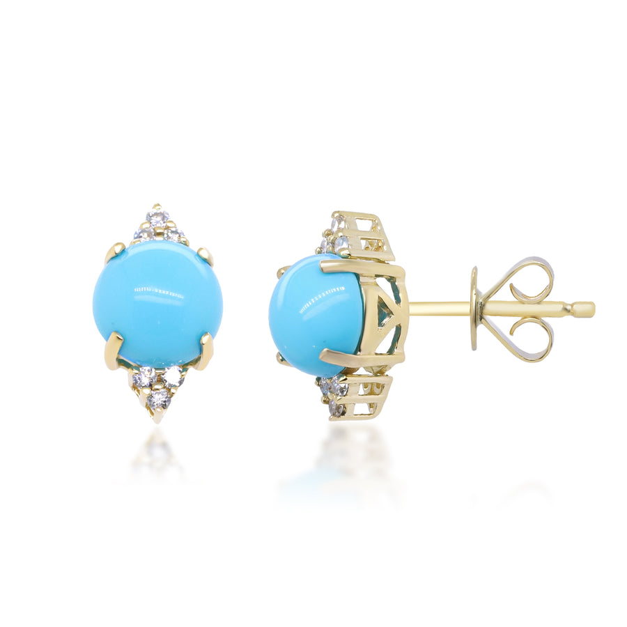 James 10K Yellow Gold Round-Cut Arizona Turquoise Earring