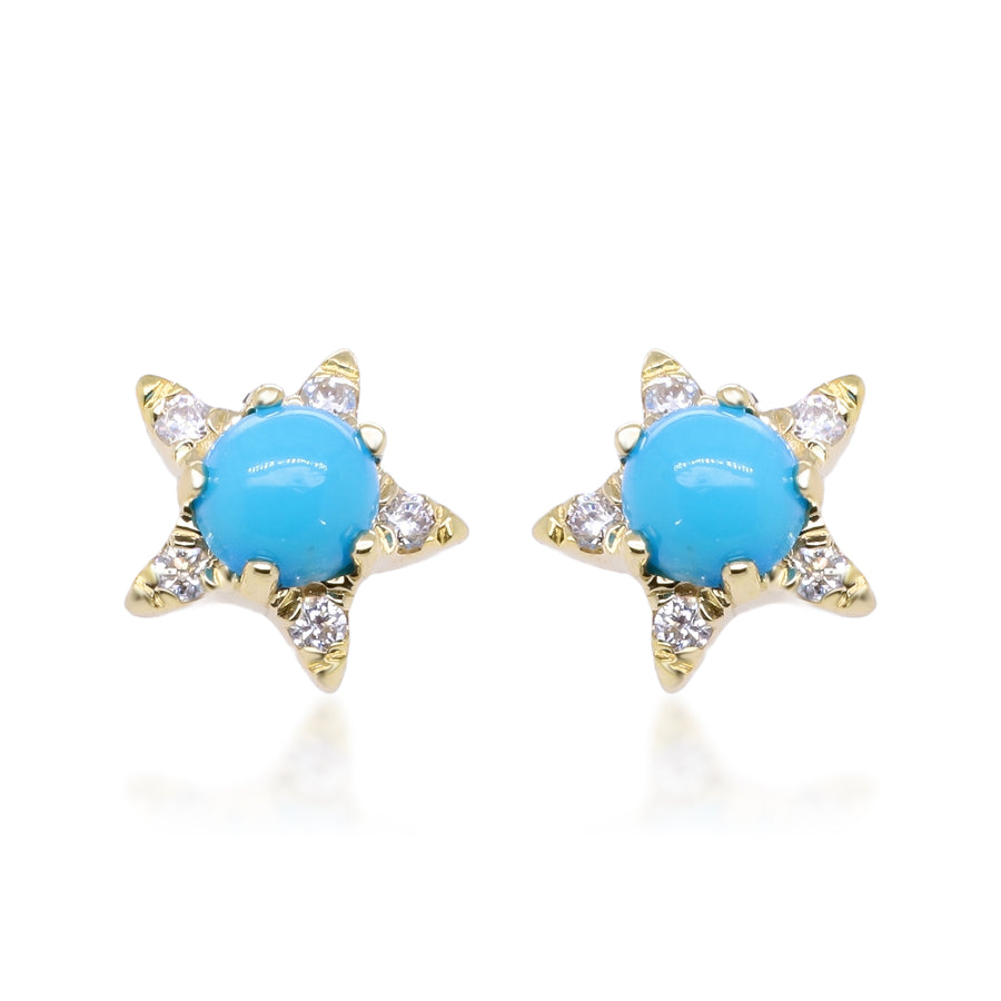 Gabriel 10K Yellow Gold Round-Cut Arizona Turquoise Earring