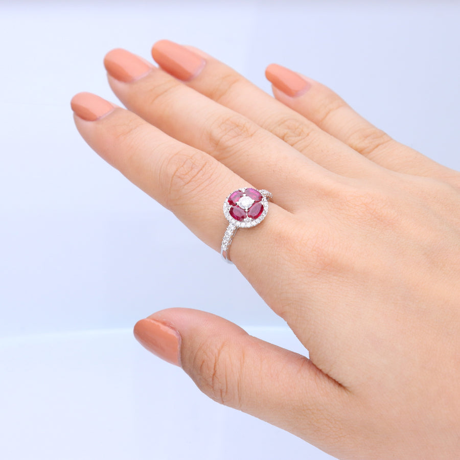 Valentina 18K White Gold Oval-Cut Ruby Ring