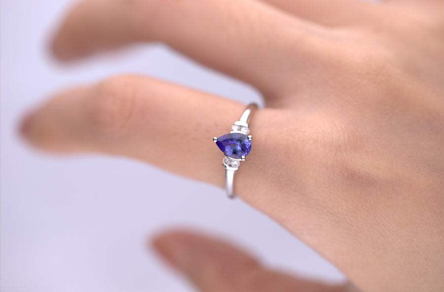 Evelyn 10K White Gold Pear-Cut Tanzanite Ring