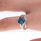 Isabella 10K White Gold Cushion-Cut London Blue Topaz Ring