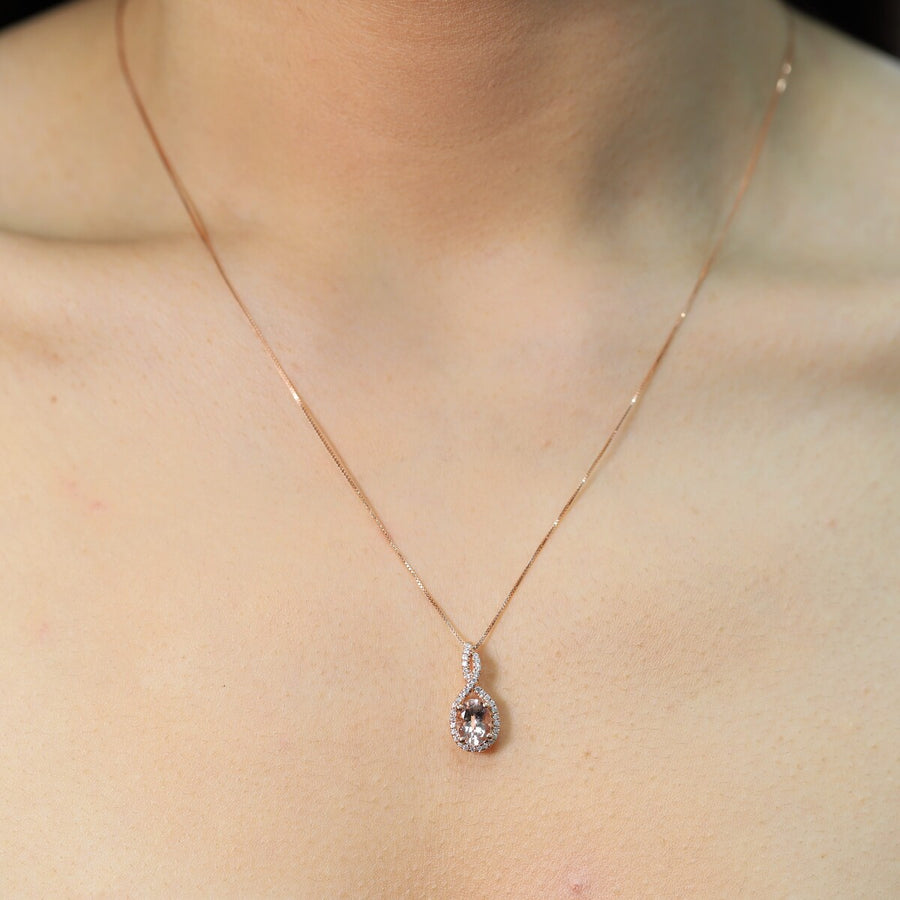 Joyce 10K Rose Gold Oval-Cut Madagascar Morganite Pendant