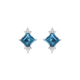 Emmie 10K White Gold Square-cut Brazilian London Blue Topaz Earrings