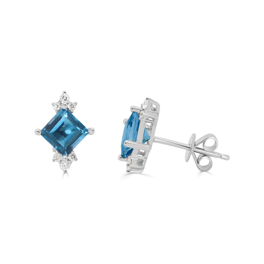 Emmie 10K White Gold Square-cut Brazilian London Blue Topaz Earrings