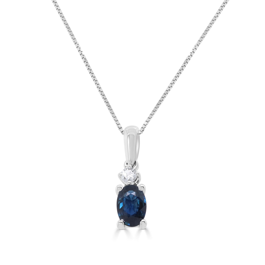 Delilah 10K White Gold Oval-Cut Ceylon Blue Sapphire Pendant