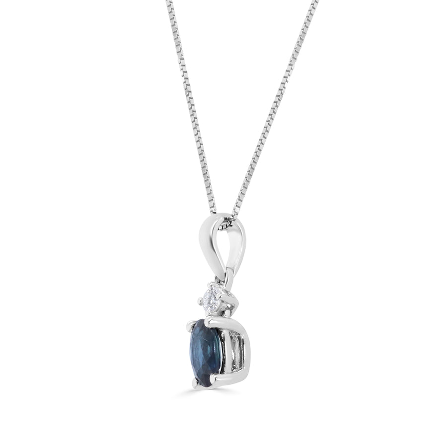 Delilah 10K White Gold Oval-Cut Ceylon Blue Sapphire Pendant