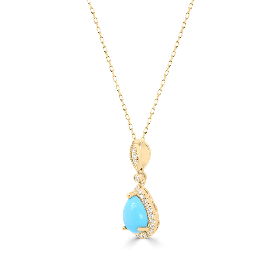 Magnolia 14K Yellow Gold Pear-Cab Arizona Turquoise Pendant