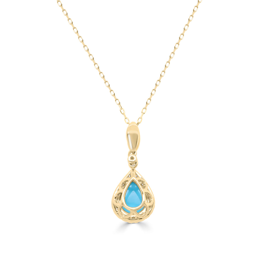 Magnolia 14K Yellow Gold Pear-Cab Arizona Turquoise Pendant