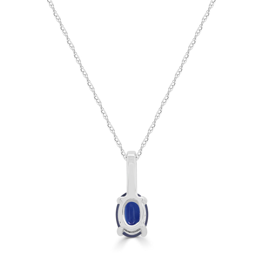 Autumn 10K White Gold Oval-Cut Ceylon Blue Sapphire Pendant