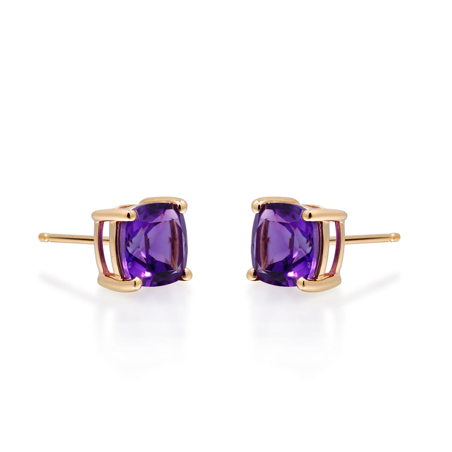 Ashlyn 14K Yellow Gold Cushion-Cut Brazilian Amethyst Earring