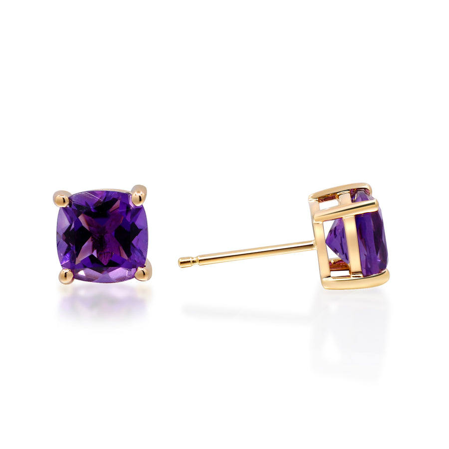 Ashlyn 14K Yellow Gold Cushion-Cut Brazilian Amethyst Earring