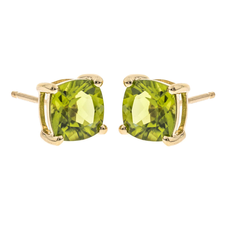 Chloe 14K Yellow Gold Cushion-Cut Manchurian Peridot Earring