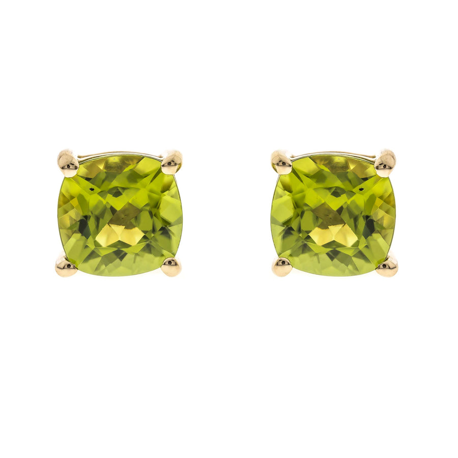 Chloe 14K Yellow Gold Cushion-Cut Manchurian Peridot Earring