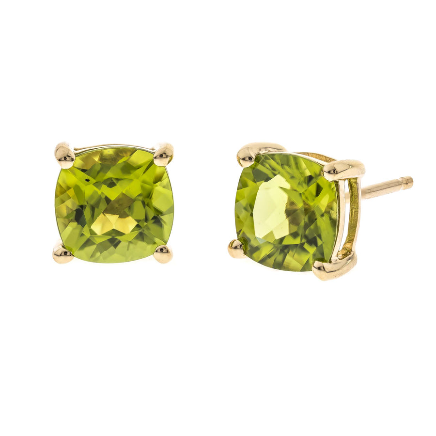 Chloe 14K Yellow Gold Cushion-Cut Manchurian Peridot Earring