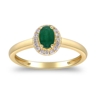 Timeless Beauty: Anya 10K Yellow Gold Ring with Oval-Cut Natural Zambian Emerald