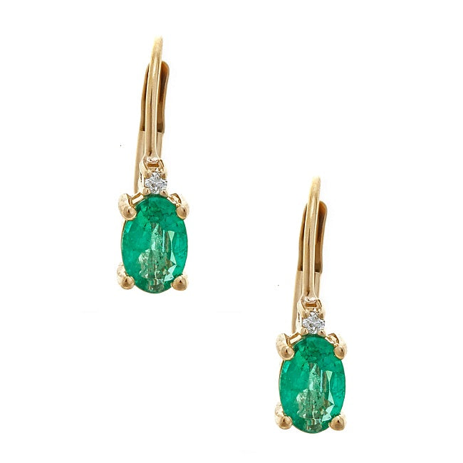 Blessing 10K Yellow Gold Oval-Cut Natural Zambian Emerald Earring